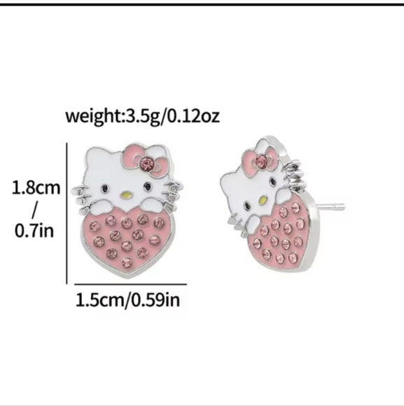 Hello Kitty Pink Rhinestone Earrings - Picture 2 of 6